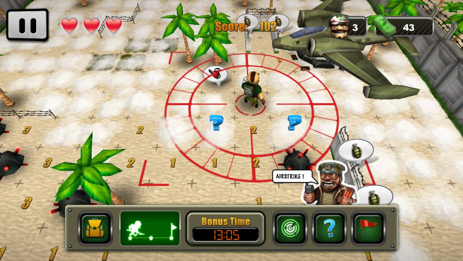 Crazy Sapper 3D radar sweep with an incoming airstrike