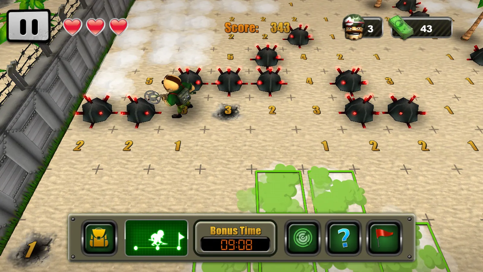 Crazy Sapper 3D dense minefield with exposed mines