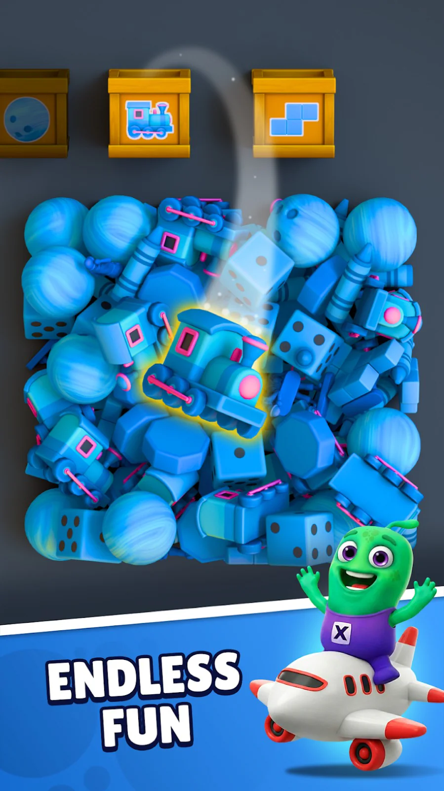 Sorting objects into moving boxes in Box Jam